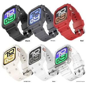 สายนาฬิกา TPU ดีไซน์ใหม่ ป้องกันการตก สำหรับ Apple Watch สายสีพื้นพร้อมเคส ขนาด 42 มม. และ 46 มม. รุ่น S10 S11 - Product Image 3