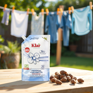 KLAR-Detergente líquido para ropa, Vegano, ecológico, sensible, perfecto, universal, 1.5L, Ecopack, sin fragancia, 33 lavados, detergente para bebés - Product Image 1