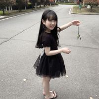 Ensemble d'été en coton doux pour filles, haut à manches courtes en coton doux avec jupe tutu en tulle à volants