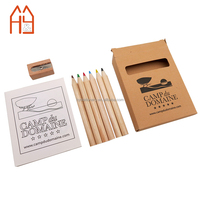 Juego de Libros para Colorear para Niños al por Mayor - Set de Arte de Viaje con 6 Mini Lápices de Colores y Sacapuntas, Logotipo Personalizado, Ecológico