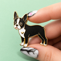 Gros personnalisé nouveau métal chaud Boston Terrier émail broche chien noir broche cadeaux pour les amoureux des chiens plaqué Boston Terrier épinglette