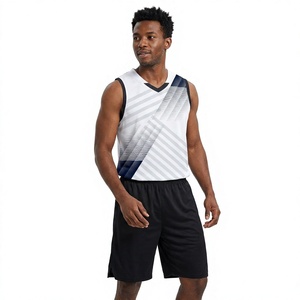 Men Basketball Jersey Set Sleeveless <b>White</b> Navy Solid Moisture Wicking Athletic Fit Shorts Customized Customizable Colors Sizes - Product Image 1