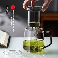 Cangkir Teh Pemisah Air dan Teh, Kaca Tahan Panas, Gaya Cina, Set Teh Kantor, Cangkir Minum, Cangkir Upacara Teh Vintage Mewah Ringan
