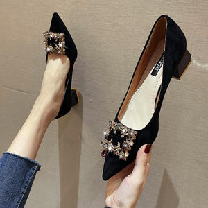 <b>Chunky</b> Heel 4.5cm Women Dress <b>Shoes</b> Suede Pumps <b>Shoes</b> Ladies Hot Sale Pump Factory Price - Product Image 6