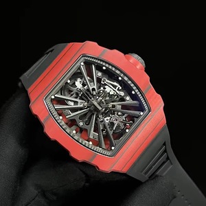 High Precision Sport Waterproof Multi-function Red <b>Black</b> Carbon Fiber Skeleton Automatic <b>Watch</b> Men's Wristwatch Tourbillon - Product Image 1