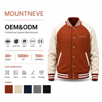 Blouson universitaire personnalisé en laine pour homme, bicolore crème et rouille, avec boutons-pression, poignets et ourlet côtelés, style Letterman, baseball, universitaire, décontracté, avec patchs