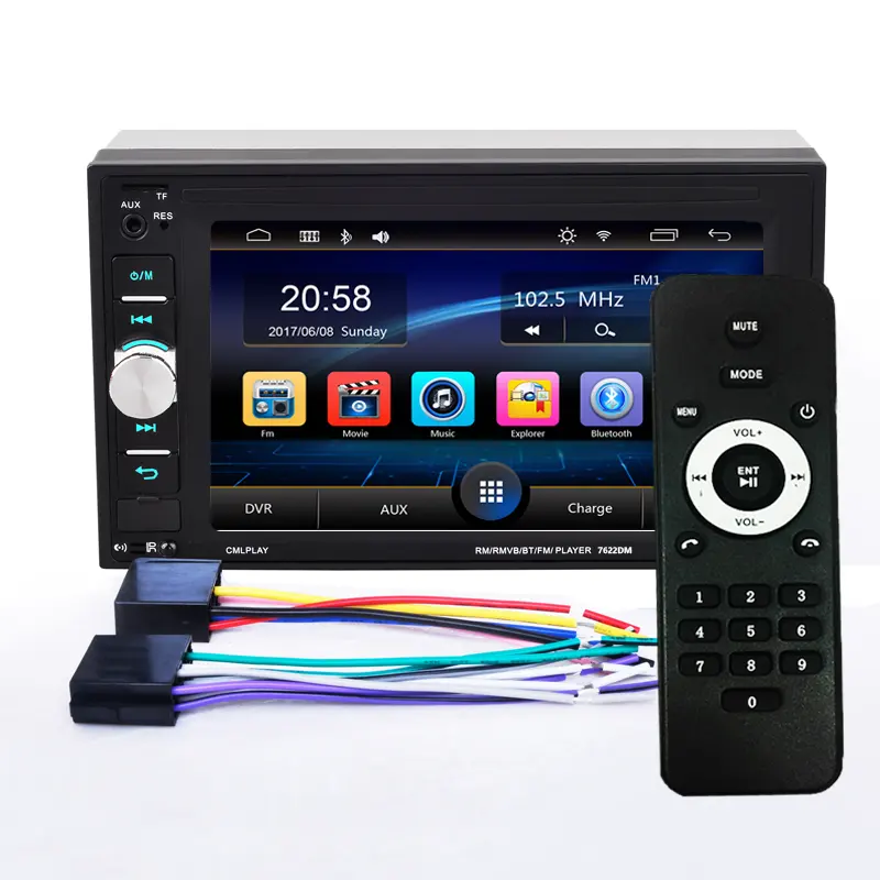 Small Size Universal Car Radio 2 Din HD 6.2 "Touch Screen BT FM ISO Power Aux Input MP5 Player SD USB Autoradio Stereo