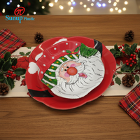 Assiette jetable ronde en plastique rigide PP imprimée Père Noël pour bébé, idéale pour les cadeaux d'affaires