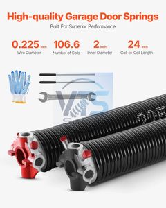 สปริงประตูโรงรถแบบทอร์ชั่น คู่ ขนาด 0.25x2x30 นิ้ว 16000 รอบการใช้งาน เหล็กเคลือบอิเล็กโทรโฟรีซิส พร้อมแถบกันลื่น ถุงมือสำหรับติดตั้ง - Product Image 2