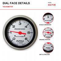 MrGauge 86mm Elektronik 832 P 6K Tachometer Gauge 0-6000RPM Bezel Perak Seri Kompetisi Mobil Balap RPM Tacho Meter