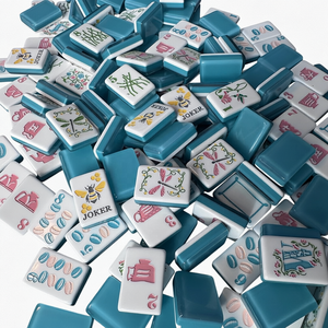 Jeu de Mahjong américain à bandes bleues, 160 tuiles, personnalisé, pliable sur 4 couches, tuiles de Mahjong en acrylique, luxe, portable, Miss Darling - Product Image 1