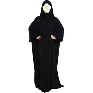 Robe de prière musulmane Abaya, robe Abaya à capuche unie en une seule pièce <span class=keywords><strong>pour</strong></span> femmes, robe longue maxi islamique, <span class=keywords><strong>Jilbab</strong></span> Dubaï OEM/Personnalisé - Product Image 3