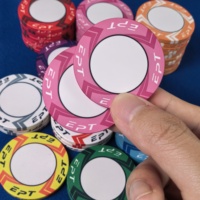 Jetons de casino en céramique vierges de qualité supérieure, multicolores vibrants, bords EPT résistants aux rayures, ensemble d'accessoires de table de casino en boîte