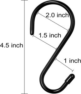 Ganchos en S, Ganchos Grandes para Armario Recubiertos de Vinilo Antideslizantes y Resistentes para Colgar, de Acero Metálico con Revestimiento de Goma Negra para Jeans y Plantas - Product Image 3