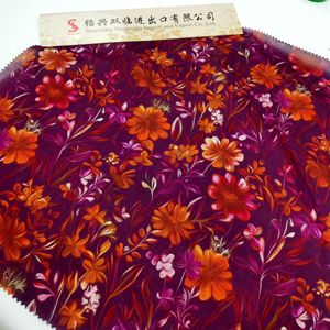 Tissu en coton biologique tissé pour vêtements féminins, design floral rouge personnalisé, tissu <span class=keywords><strong>imprimé</strong></span> 100% coton pour robes - Product Image 6