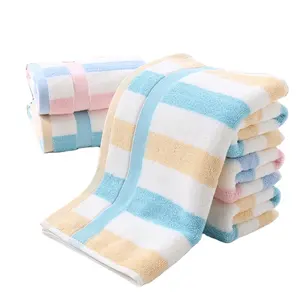 Kleurrijke Gestreepte Handdoek Effen Katoenen Handdoek Dikke Zachte Absorberende Gezicht Wassen Handdoek
