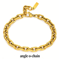Bracelet chaîne Hip Hop Twinko modèle A95 en acier inoxydable plaqué or/argent 18 carats – Unisexe pour usage quotidien ou soirée