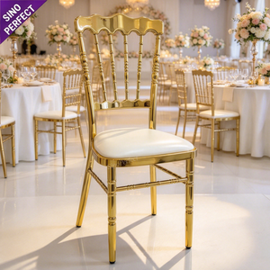 Modern Hotel Shiny Golden Metal Iron Chromed Event <b>Chair</b> Wave Backrest Ceremony <b>Dining</b> <b>Chair</b> for Wedding Reception Banquet - Product Image 1