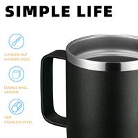 Mug de voyage isotherme en acier inoxydable avec poignée et couvercle, personnalisé, 12 oz, écologique, résistant à l'eau bouillante, pour le camping
