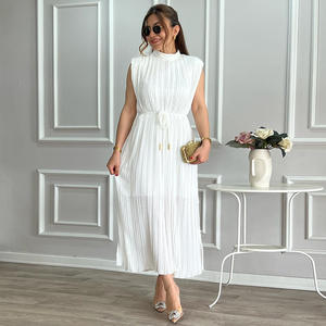 Liquidación <span class=keywords><strong>de</strong></span> Productos <span class=keywords><strong>de</strong></span> Moda al por Mayor, Elegante Vestido <span class=keywords><strong>de</strong></span> Noche Formal Blanco con Cordones y Pliegues para Mujer - Product Image 4