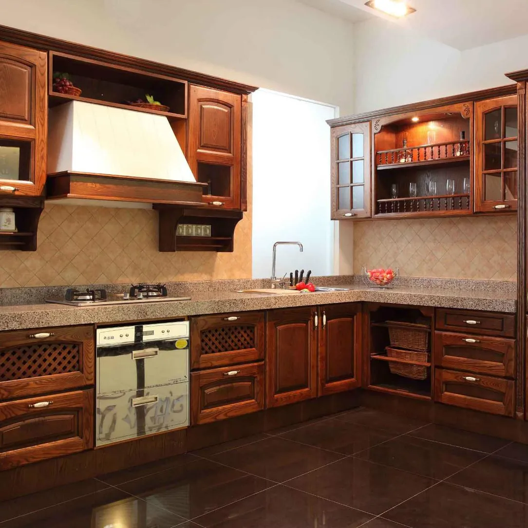 Customized wood kitchen cabinet designs modern free used kitchen furniture L shaped with island