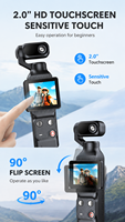 Caméra 4K Ultra HD anti-tremblement avec suivi IA, rotation automatique 355°, écran tactile 2,0'', caméscope WiFi, objectif grand angle 130°, contrôle gestuel IA