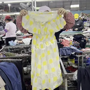 Bayanlar için moda toptan uzun pamuklu elbise rahat yaz kullanılan giysiler