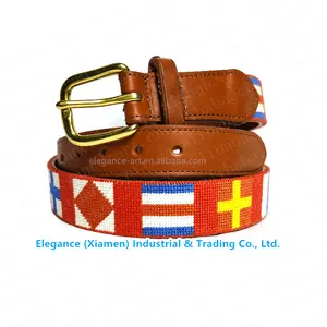 national flag waist belt fashion leather belts leather men custom buckle needlepoint genuine leather custom belt