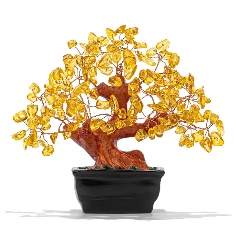 तालिका सोने मूर्तिकला राल सिट्रीन भाग्य पेड़ कमरे सजावट प्रतिमा पैसे पेड़