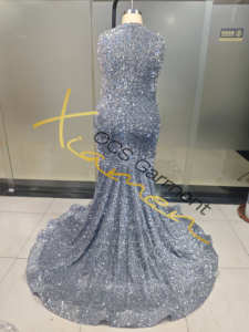 Vestido de Festa Plus Size Personalizado Ocstrade com Cristais de Rhinestone Prateados, Vestido de Jantar com Cristais Embutidos para Mulheres Plus Size - Product Image 5