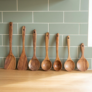 Cuchara de Madera Segura para Alimentos, Hecha a Mano con Acabado Lacado, Utensilio de Cocina para Servir, Pedido al por Mayor - Product Image 1