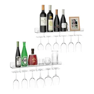 Porte-verres à vin en acrylique Porte-verres en acrylique Fixation murale moderne Verre à vin en lucite de qualité supérieure Support suspendu pour verres à pied