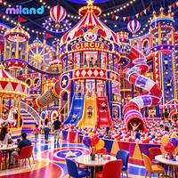 Parc de jeux intérieur pour enfants, thème Cirque et Carnaval, pour Centres de jeux, avec Spectacle de lumières dorées, Tunnel de grimpement professionnel et Labyrinthe en filet de cordes