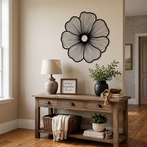 Decoración de Pared Floral de Acero Moderna y Grande, Escultura de Flores Metálicas Decorativas, Arte de Pared Contemporáneo para Sala de Estar, Dormitorio y Oficina - Product Image 3