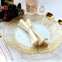 Promotion Bon marché Vente en gros d'assiettes en verre brillant argenté Vaisselle transparente pour décoration de fête de mariage