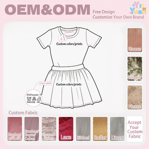 Set Estivo Trendy per Bambine OEM, 2 Pezzi: Camicia Semplice e Gonna Stampata, Completo Estivo per Bambine all'Ingrosso - Product Image 2