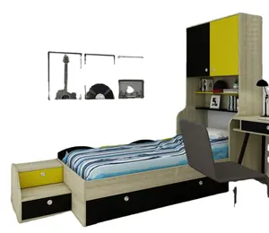 现代设计家居家具青少年卧室套装木质单人婴儿床
