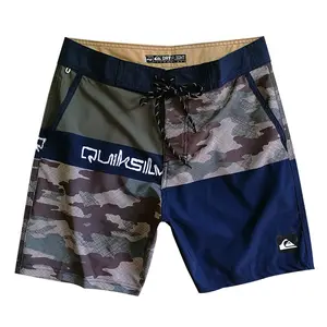 Camo shorts masculino, calção de banho casual plus size para homens, poliéster de natação