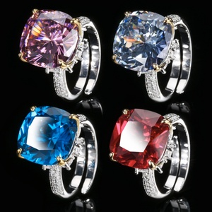 Exquisite Jewelry Eco-friendly Copper Princess Cut 14*14mm Red Zircon Engagement <b>Ring</b> for Romantic Wedding Statements - Product Image 5