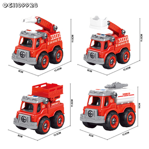 Set di Camion dei Pompieri Giocattolo Economico in Plastica Rossa Modello da Assemblare Articoli Cartoon per Bambini Giocattoli Educativi Precoci - Product Image 5