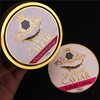 Étiquettes autocollantes personnalisées en papier texturé imperméable, gaufrage 3D, feuille d'or, rondes, pour caviar, certifiées ISO9001