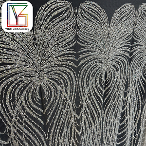 Vải ren lưới đính hạt ngọc trai thủ công cao cấp, chất liệu ren lưới đính sequin sang trọng dành cho váy cưới cô dâu châu Phi, dành cho nữ - Product Image 5