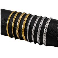 Bracelet unisexe en acier inoxydable plaqué or 18 carats, maillons cubains, étanche, style hip-hop, accessoire de poignet tendance, idéal pour un anniversaire