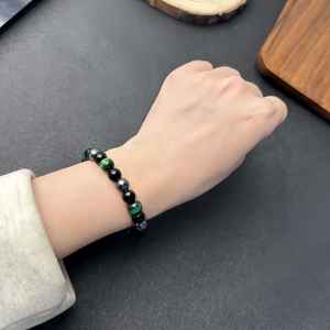 Pulsera de Piedras Naturales para Hombre, Cristal Negro, Piedra de Ojo de Tigre, Obsidiana, Pulsera de Cuentas de Moda - Product Image 4