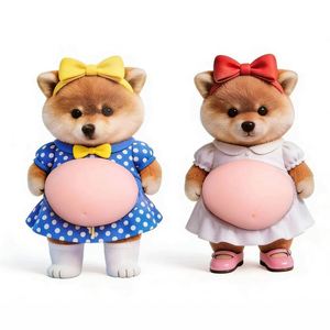 Ornement 3D souple sérigraphié imperméable, motif chat Kawaii, chien Mochi à pincer, jouet autocollant drôle pour décoration de voiture - Product Image 1