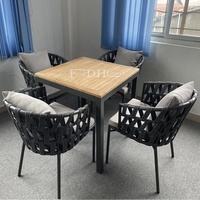 Chaises empilables d'extérieur pour restaurant, résistantes aux intempéries, ensemble table et chaises en corde de jardin
