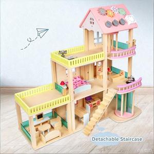 <span class=keywords><strong>Maison</strong></span> de poupée en bois multifonctionnelle pour tout-petits, <span class=keywords><strong>maison</strong></span> de jeu à 3 niveaux avec meubles, jouet éducatif <span class=keywords><strong>Montessori</strong></span> - Product Image 2