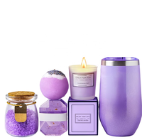 Panier-cadeau de bain de luxe en verre personnalisé unique pour femme, mère, épouse, petite amie, sœur, amie, fait main, avec des produits à la lavande