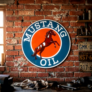 Panneaux vintage Mustang en fer émaillé vitreux, artisanat métallique, peints professionnellement, sérigraphiés, faits à la main par des experts - Product Image 1