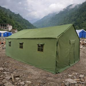 Carpa de Lona Grande Impermeable de Doble Capa Verde para las Cuatro Estaciones, Personalizada por el Fabricante JQ JQ-59, para Campamento, Trabajo, Alivio de Desastres - Product Image 1